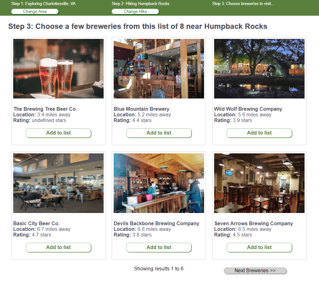 picture of the Brew Hikers app